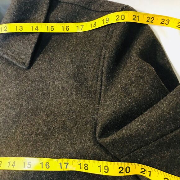 London Fog Wool Pea Coat Jacket Brown Lined M 40 42 Unisex - Picture 7 of 12
